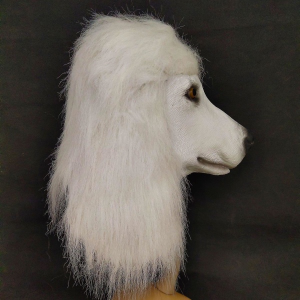 Puddel Maske Høj Kvalitet Jule Dyredekorationer Vip Hunde Maske Cosplay Festforestilling Fuld Hovedrekvisit white