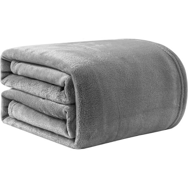 Flannel Tæppe, Sofa Overkast 127x152cm Grå, Sengetæppe Sofa Overkast 2 Personer, Varmt og Blødt Plys Pels Plaid