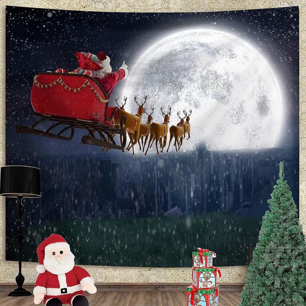 Julväggbonad, tomte och älg, estetisk väggbonad för sovrum, vardagsrum, 60 x 50 tum (älg)