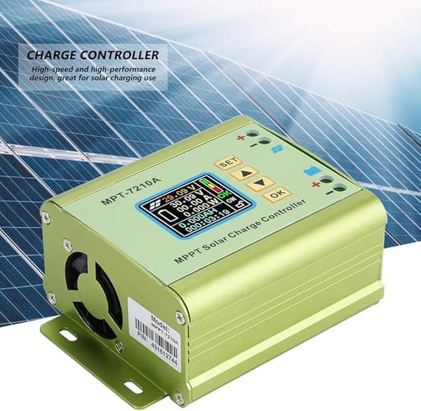 Grønn Solcellepanel Lader, MPT-7210A Aluminium Legering LCD Skjerm MPPT Solcellepanel Ladekontroller for Batteri