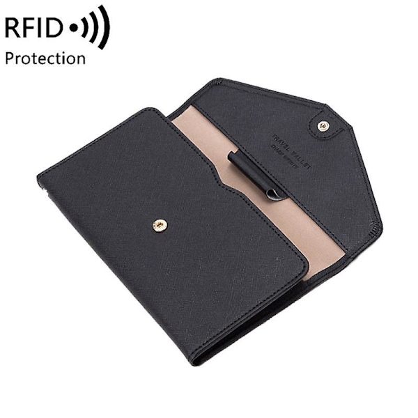 RFID-blockerande korthållare plånbok PU-läder Tri-Fold resepassväska dokumentorganisatör Sapphire