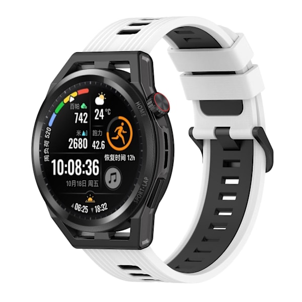Silikonarmband för Huawei Watch GT/GT 3 46mm /Watch 4/ Galaxy Watch 46mm/Garmin Forerunner 265 White Black
