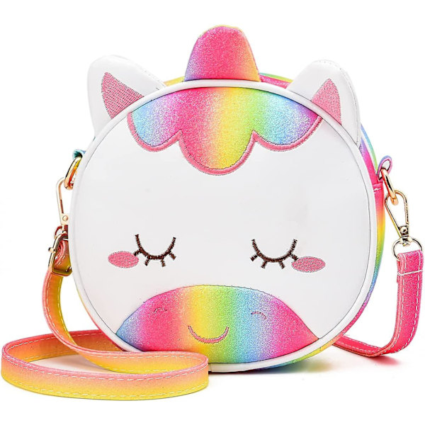 Liten flicka crossbody väska Toddler plånbok väska läder baby ryggsäck för barn flickor (röd grön regnbåge)