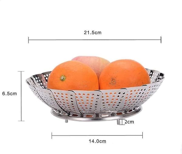 Sølvfarget Fruktskål i Rustfritt Stål Steamer Rustfritt Stål Sammenleggbar Uttrekkbar Steamerbrett Multifunksjonell Steamer Fruktskål Fruktskål