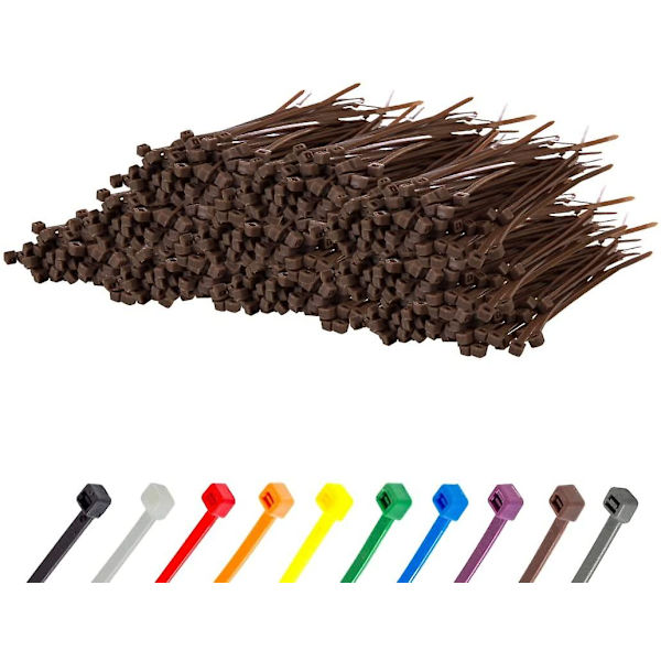 Små lilla kabelbinder, 100 mm x 2,5 mm, bulkpakke med 1000, 4\" Premium nylon Brown 150mmx3.6mm
