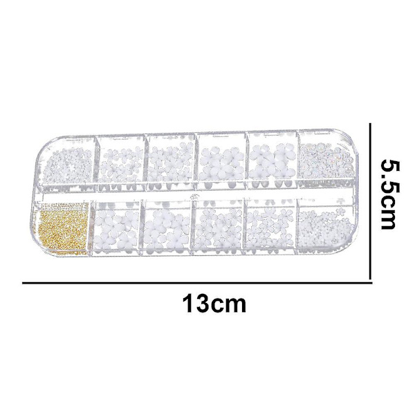 3d Akryl Vita Blommor Nagel Multi Storlekar Kristall Pärlor Stenar För Nagelkonst Diy Smycken Tillbehör Hantverk