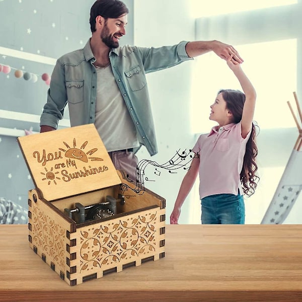 My Sunshine Puinen Musiikkirasia Kaiverrettu Vintage Puinen Soittorasia Lahjat Ystävänpäivänä Syntymäpäivänä/jouluna Tyttöystävälle, Poikaystävälle, Vanhemmille, Lapsille