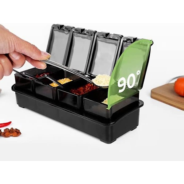4 st transparenta kryddboxar, transparent kryddburk kryddställ kryddburk med 4 skedar, kryddburkar förvaringsbehållare, separerbar transparent
