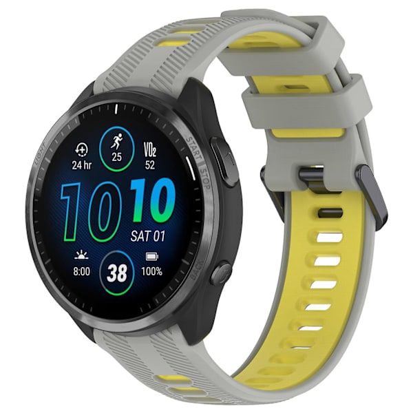 22 mm Tvåfärgat armband i twill-väv i silikon till Garmin Forerunner 965/955/945/935/745 Grey Yellow