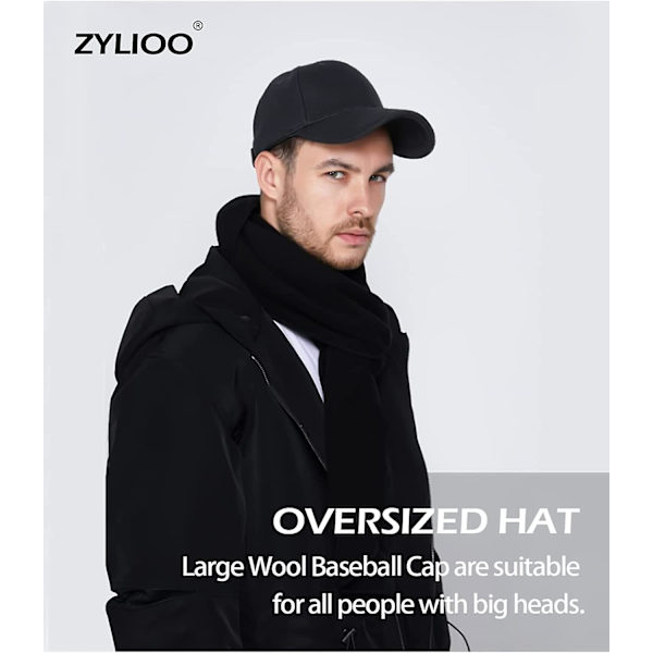 Xx-large Ull Vinter Baseball Caps Hatter Store Hoder Fleece Utendørs Caps Overdimensjonert Black