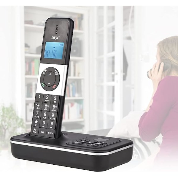 D1002 TAM-D 2-Händsets Sladdlös Telefon med Svarare Samtals-ID/Samtalsväntan 1,6 tum LCD 3-Raders Skärm Display Laddningsbara Batterier Stöd