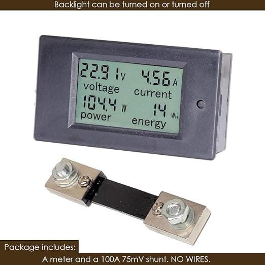 DC 6.5-100V 0-100A LCD Display Digital Strøm Spænding Effekt Energi Måler Multimeter Amperemeter Voltmeter med 100A Strøm Shunt