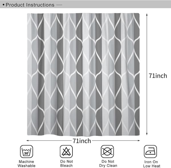 180*180cm Grå Duschdraperi - Enkla Moderna Geometriska Badgardiner - Vattentät Polyester - Med Krokar