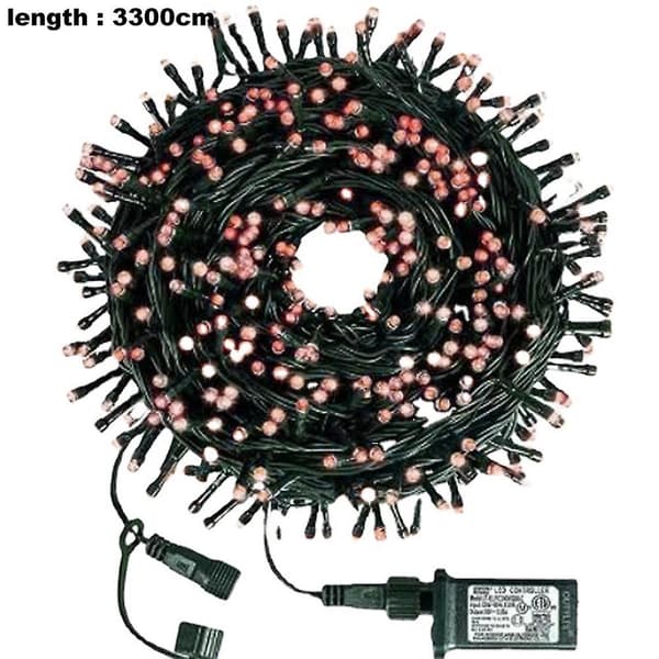 108ft Julelyskæde, 300 LED-fe lyskæder, 8 tilstande, Plug-in, Festgårdhave red