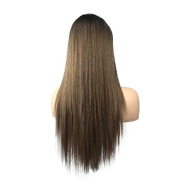 Parykk gradient Brun Qi pannelugg langt rett hår dame