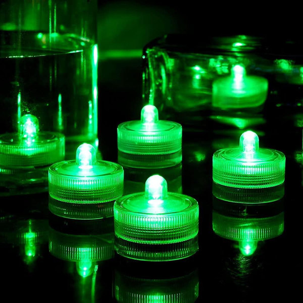 24pack Vattentät rund Mini Led värmeljus Undervattensljus för bröllop Hemfest Vas Festival Alla hjärtans dag dekoration green