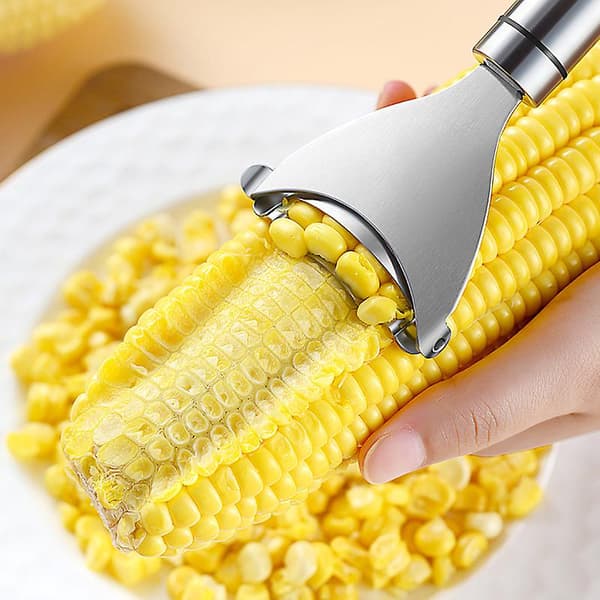 Maisstripper, maiskjernefjerner, maisthresker, maiskolbefjerner med ergonomisk håndtak og blader i rustfritt stål