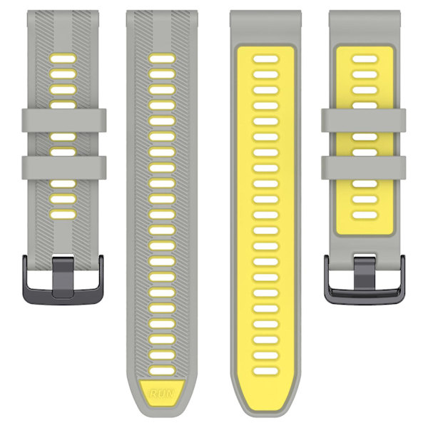 22 mm Tvåfärgat armband i twill-väv i silikon till Garmin Forerunner 965/955/945/935/745 Grey Yellow