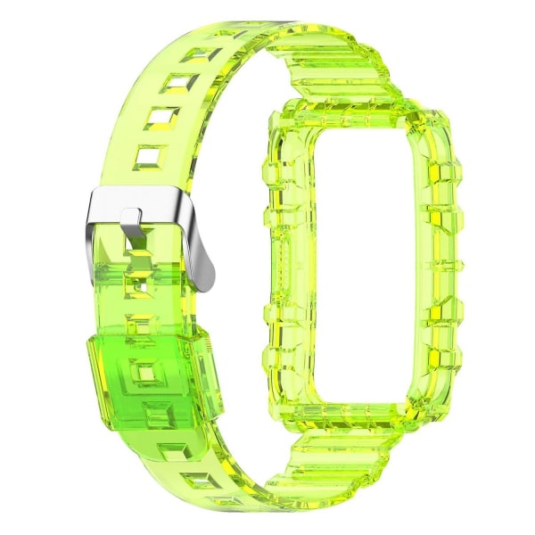 Yksivärinen silikoninen ranneke Xiaomi Mi Band 7 Pro -älykelloon, integroidulla kellokotelolla Transparent Yellow