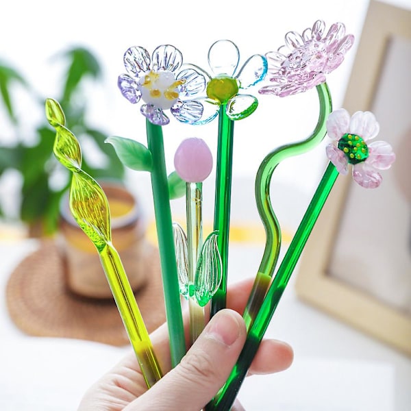 Handblåst glasblomma Glasblomma Bukett För kontor Familj Hemfest Dekorativ prydnad style1