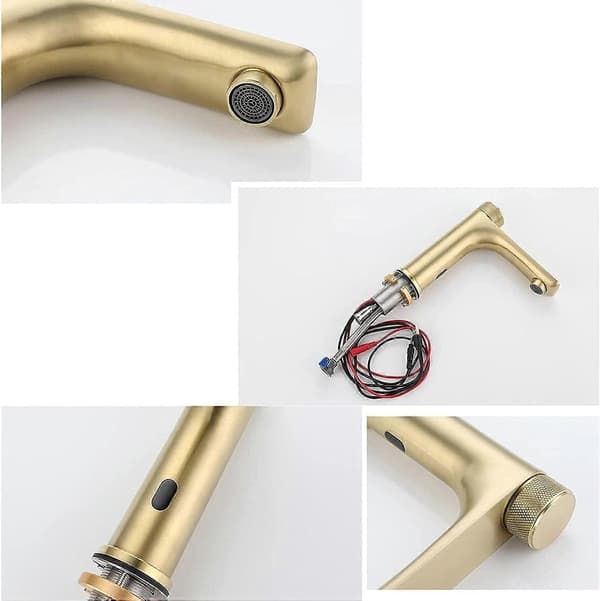 Sensorblandare för badrumshandfat svart Brushed Gold