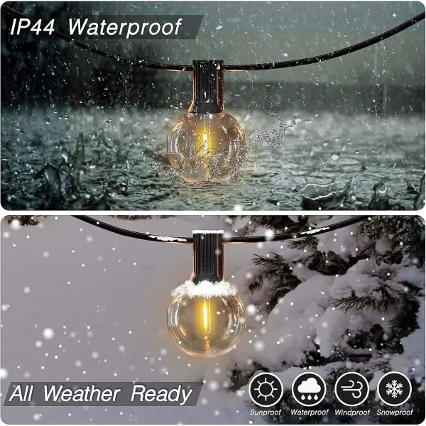 Led Lichterkette Auen Strom, 10m Lichterkette Outdoor Glhbirnen Auen Mit 25+3 G40 Birnen Ip44 Wasserdicht, Innen/auen Lichterketten Fr Garten, Terrass