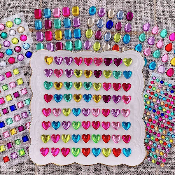 8 stk. Smykkeklistermærker Ædelstensklistemærker Rhinestone Håndværksklistermærker Ædelsten Selvklæbende Glitrende Smykker