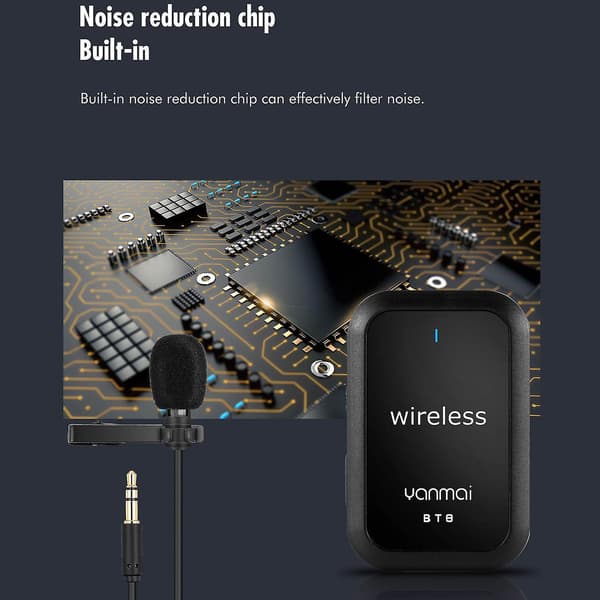 Trådlös brusreducerande mikrofon Bluetooth Lavalier Lapel Mic med hörlurar
