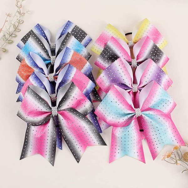 7.5 tum Gradient Diamant Jubelbågar Ponytail Elastisk Hårband Grosgrain 3