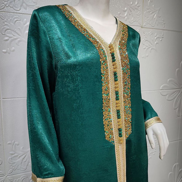 Eid Abaya Tyrkisk Islamsk Bekledning For Kvinner Green XXL