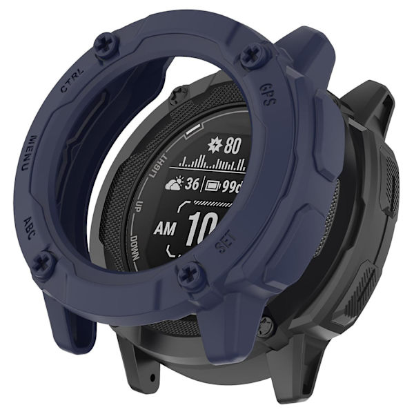 Anti-Fall TPU Hollow Cover för Garmin Instinct 2X, Quick Release Sports Watch Case Cover Midnight Blue