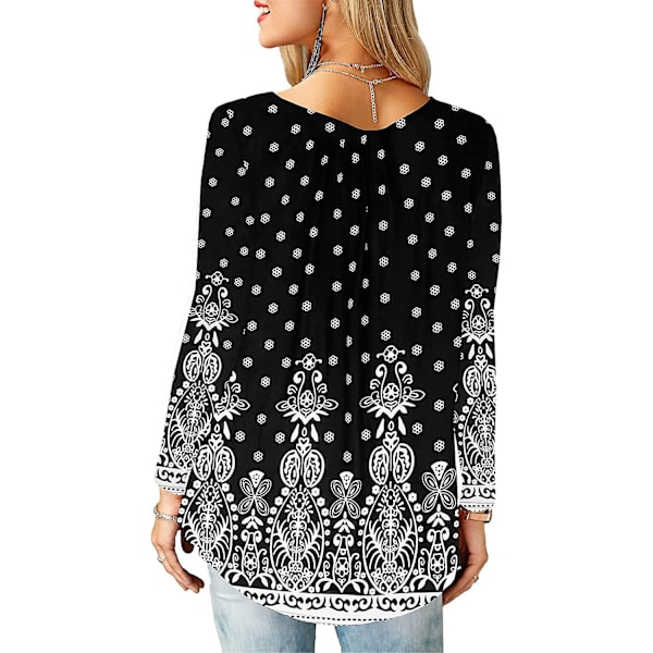 Dame Skjorter Flæse Løs Knap Tunic Toppe Til Kvinder Blackflo M