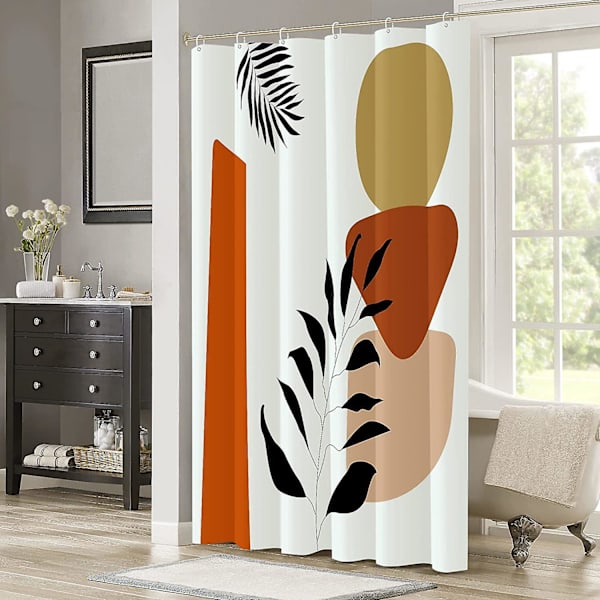 Modern konst tryckt duschdraperi 180 X 230 cm badrum gardin polyester tyg mögel bevis vattentät tvättbar badrum gardin med 12 krokar för badkar