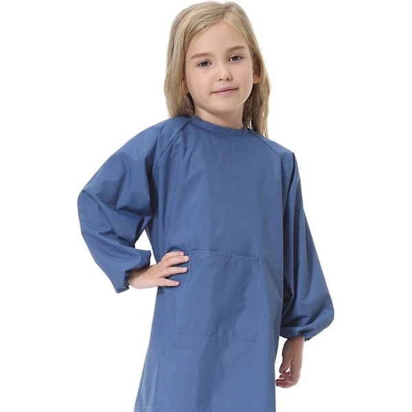 Barnkonstförkläden Barn Vattentäta Konstnärsmålningsförkläden Med Lång Ärm Långärmad Småbarnsförkläde Darkblue L
