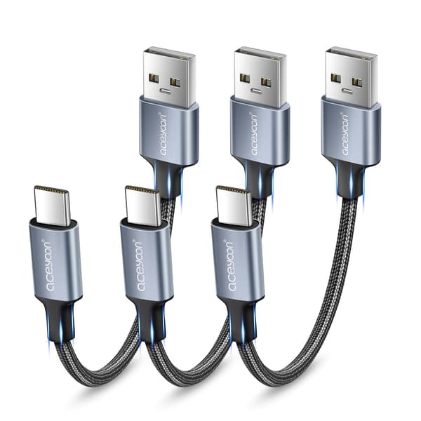 aceyoon USB-kabel Type-C-kort [3 stykker 10 cm] 3A USB-kabel C Hurtiglading Nylonflettet USB-kabel C Type Kompatibel