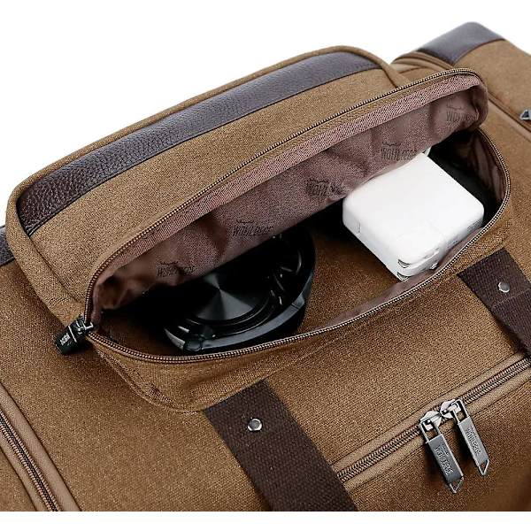 Canvas Resväska Stor Crossbody Väska Stor Kapacitet Resväska Weekend Väska Bekväm Handbagage Väskor Herrar Duffel Väska Khaki