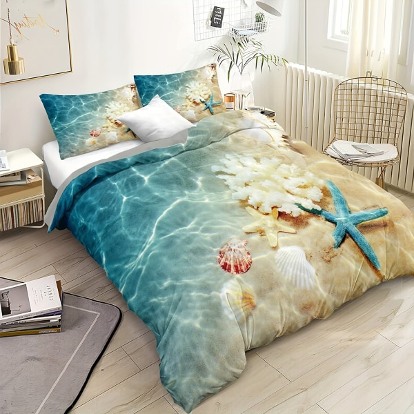 2/3pc Ocean Coastal Beach Påslakan, Sängkläder Set För Sovrum Sovsal (1 Påslakan + 1/2 Örngott) full