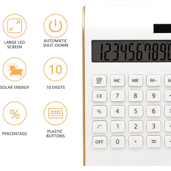 Kalkylator, 10 siffror solbatteri basic, dubbla drivna (vit)