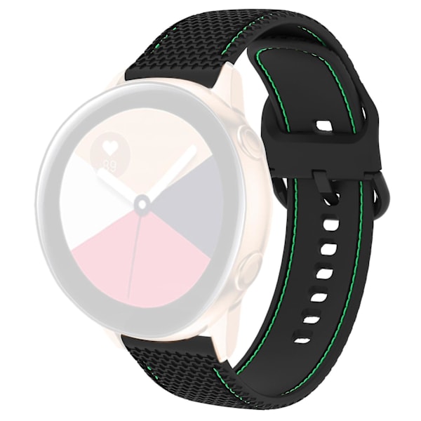 Silikoninen Ompelelinjainen Vaihtoranneke Samsung Galaxy Watch 5 40mm/44mm /Watch 5 Pro 45mm -kelloon Black  Green Line
