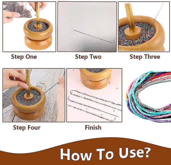 Perlespinner til smykkefremstilling Træ DIY Perleskål Spinner Holder