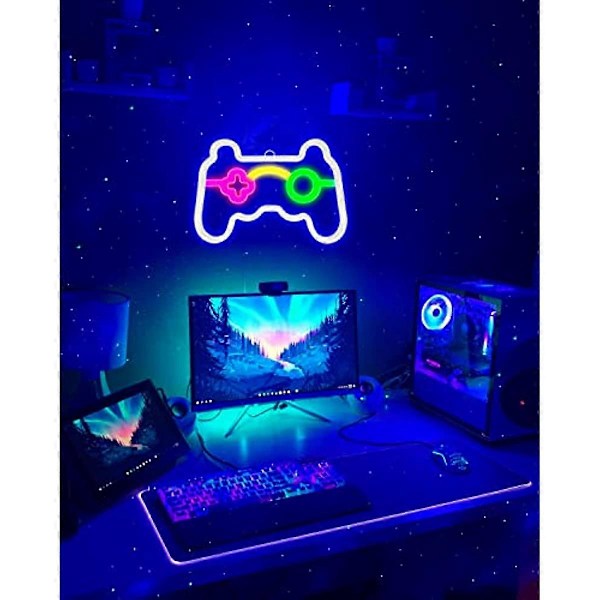 Spel Neonljus Spelkontrollform LED Neonljus för Gamer Room Vägg Sovrum Dekoration Gamer Presenter Neonljus för Pojkar Tonåring Gaming Zone Fest Dekoration