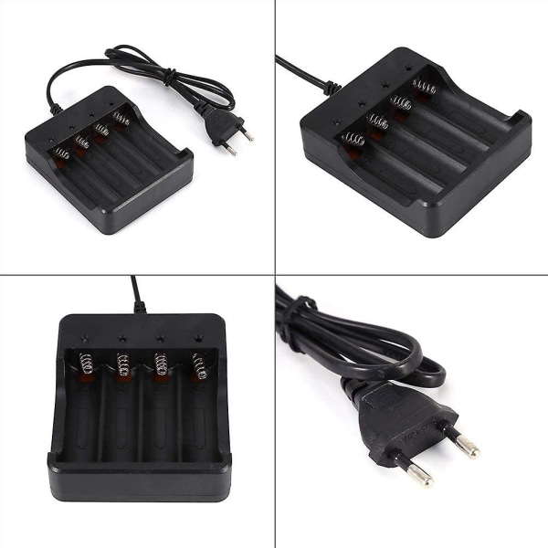 4 Slots Batterioplader Til 18650 Lithium Genopladeligt Batteri EU Stik