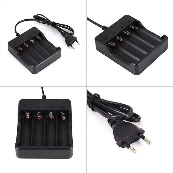 4-spårs batteriladdare för 18650 litiumbatteri (uppladdningsbart) - EU-kontakt