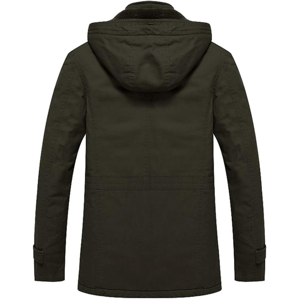 Herrjacka - Casual vinterbomullsjacka Militärjacka Tjock huvtröja Cargo Coat Green 3XL