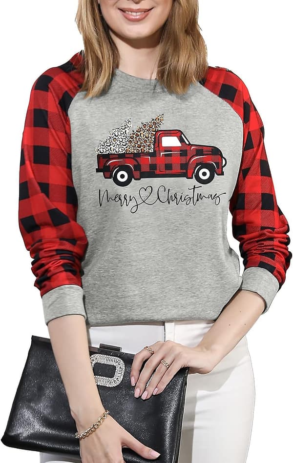 Merry Christmas Genser for Kvinner - Langermet Juleprint Topp M