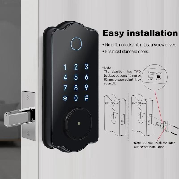 Automatisk fingeraftrykslås WiFiTTLOCK Bluetooth kombinationslås elektronisk trædørslås