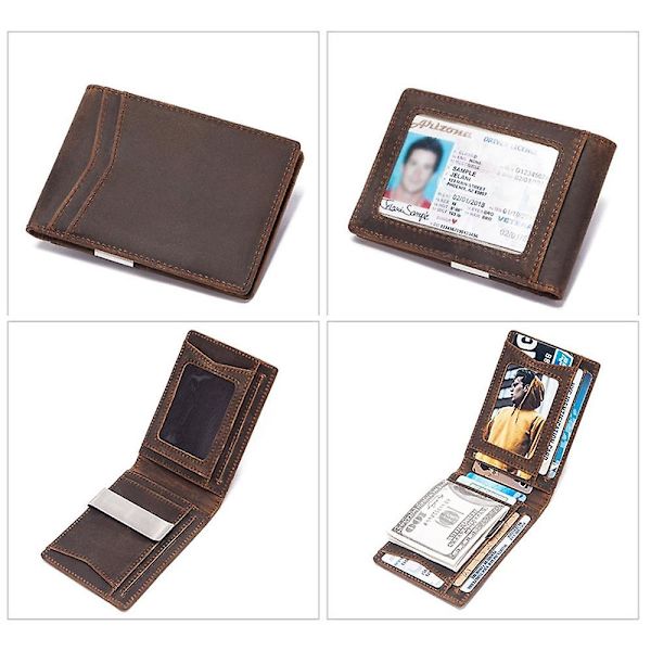 Ultra Slim Fold Front Pocket Wallet Læder Kortholdere til Mænd Coffee