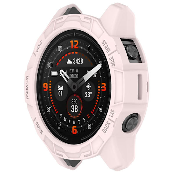 TPU-fodral för Garmin epix Pro (Gen 2) 47mm/Fenix 7 Pro/Fenix 7, anti-scratch ihåligt fodral Light Pink