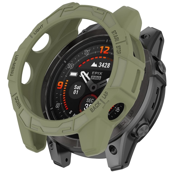 Skyddande fodral för Garmin epix Pro (Gen 2) 42mm /Fenix 7S Pro/7S, mjuk TPU ihålig ram Jungle Green