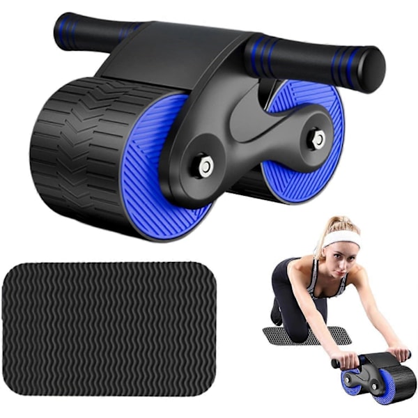Ab Roller Træningsudstyr Automatisk Tilbagespring Abdominal Hjul AB Roller Core Træningsudstyr ABs Roller Hjul Gym Tilbehør Træning Hjemme Blue